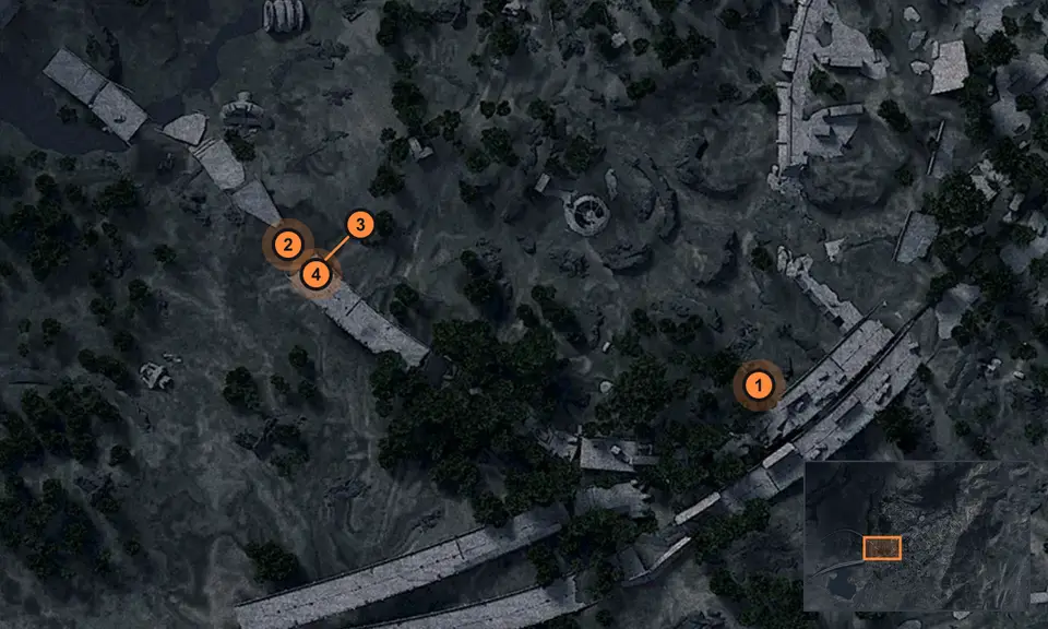 Blue Gate: quest spots on the map